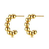 Stainless Steel Stud Earrings, 304 Stainless Steel, Vacuum Ion Plating, fashion jewelry & for woman, golden, 13.50x17mm, Sold By Pair