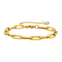 Bijoux bracelet en acier inoxydable, Acier inoxydable 304, avec 1.97inch chaînes de rallonge, bijoux de mode & pour femme & avec strass, doré, 5mm, Longueur:Environ 6.3 pouce, Vendu par PC