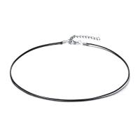 Waxed Nylon Cord Necklace, Wax Cord, with 304 Stainless Steel, different length for choice & different size for choice, black, Sold By PC