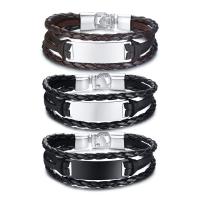 Bracelets cordon PU, cuir PU, avec Acier inoxydable 304, multicouche & longueur différente pour le choix & pour homme, plus de couleurs à choisir, 39x12mm, Vendu par PC