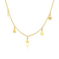 Titanium Steel Necklace with 1.57inch extender chain Star Vacuum Ion Plating fashion jewelry & for woman Length Approx 14.37 Inch Sold By PC