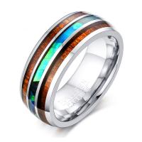 Вольфрамовое стальное кольцо для мужчин, Вольфрама сталь, с Ракушка, ювелирные изделия моды & разный размер для выбора & Мужский, 8x2.60mm, продается PC
