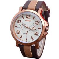 Men Wrist Watch PU Leather with Glass & 304 Stainless Steel & Zinc Alloy rose gold color plated waterproofless & for man Sold By PC
