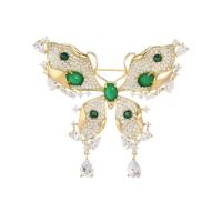 Cubic Zirconia Brooch Brass Butterfly gold color plated imitation agate & micro pave cubic zirconia & for woman nickel lead & cadmium free Sold By PC