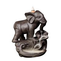 Backflow Incense Burner Purple Clay Elephant handmade Foam Package & for home and office & durable brown Sold By PC
