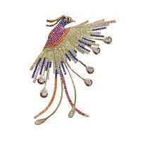 Cubic Zirconia Brooch, Brass, Phoenix, real gold plated, micro pave cubic zirconia & for woman, nickel, lead & cadmium free, 71x60mm, Sold By PC