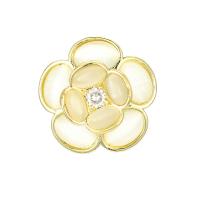 Resin Brooch, Brass, with Resin, Flower, real gold plated, micro pave cubic zirconia & for woman, 19x19mm, Sold By PC