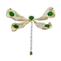 Cubic Zirconia Brooch, Brass, Dragonfly, real gold plated, micro pave cubic zirconia & for woman, more colors for choice, nickel, lead & cadmium free, 68x67mm, Sold By PC