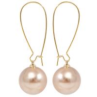Zinc Alloy Drop Earrings Plastic Pearl with Zinc Alloy Round gold color plated Korean style & for woman 56mm Sold By Pair