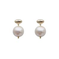 Zinc Alloy Drop Earrings Plastic Pearl with Zinc Alloy Round gold color plated Korean style & for woman 10-20mm Sold By Pair