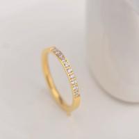 Rhinestone Stainless Steel Finger Ring, 304 Stainless Steel, real gold plated, different size for choice & for woman & with rhinestone, US Ring Size:5-9, Sold By PC