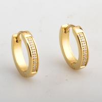 Titanium Steel  Earring real gold plated for woman & with rhinestone Sold By Pair