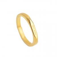 Ring Finger ze stali nierdzewnej, Stal nierdzewna 304, Platerowane prawdziwym złotem, różnej wielkości do wyboru & z listu wzór & dla kobiety, rozmiar:6-8, sprzedane przez PC