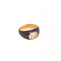 Rhinestone нержавеющей стали палец кольцо, Нержавеющая сталь 304, Геометрический узор, Другое покрытие, разный размер для выбора & Женский & со стразами, размер:6-8, продается PC