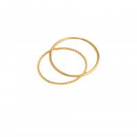 Палец кольцо из нержавеющей стали, Нержавеющая сталь 304, плакированный настоящим золотом, 2 шт. & разный размер для выбора & Женский, размер:6-9, продается указан