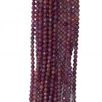 宝石ジュエリービーズ, ルビー, ラウンド形, 天然, 異なるサイズの選択 & 切り面, 赤紫色, で販売される 約 14.96 インチ ストランド