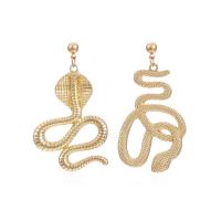 Asymmetric Earrings, Tibetan Style, Snake, Carved, fashion jewelry & for woman, golden, nickel, lead & cadmium free, 57x33mm, Sold By Pair