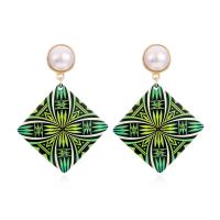 Acrylic Jewelry Earring, with Plastic Pearl & Tibetan Style, fashion jewelry & for woman, 70x50mm, Sold By Pair