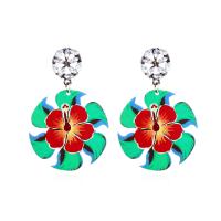 Acrylic Jewelry Earring, with Tibetan Style, fashion jewelry & for woman & with rhinestone, 66x42mm, Sold By Pair