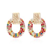 Rhinestone Earring Zinc Alloy fashion jewelry & for woman & with rhinestone multi-colored nickel lead & cadmium free Sold By Pair