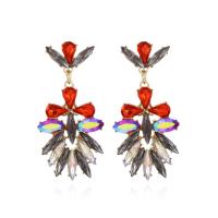 Rhinestone Earring, Tibetan Style, fashion jewelry & for woman & with rhinestone, multi-colored, nickel, lead & cadmium free, 50x23mm, Sold By Pair