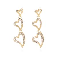 Rhinestone Earring Zinc Alloy fashion jewelry & for woman & with rhinestone & hollow golden nickel lead & cadmium free Sold By Pair