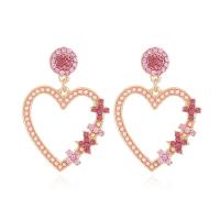 Rhinestone Earring Zinc Alloy with Seedbead Heart fashion jewelry & for woman & with rhinestone & hollow nickel lead & cadmium free Sold By Pair