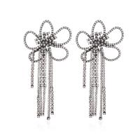 Fashion Fringe Earrings, Tibetan Style, fashion jewelry & for woman & with rhinestone, nickel, lead & cadmium free, 102x50mm, Sold By Pair