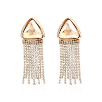Fashion Fringe Earrings Zinc Alloy with Crystal fashion jewelry & for woman & with rhinestone golden nickel lead & cadmium free Sold By Pair