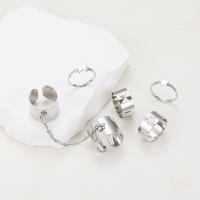 Juego de anillos de aleación de zinc, chapado en color de plata, 5 piezas & Joyería & para mujer, libre de níquel, plomo & cadmio, Vendido por Set