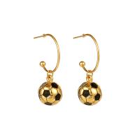 Boucle d'oreille Acier Titane, bijoux de mode & pour femme & émail, doré, 32x11mm, Vendu par paire