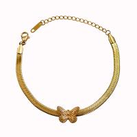 Bijoux bracelet en acier inoxydable, Acier inoxydable 304, avec 5cm chaînes de rallonge, papillon, pour femme, doré, 15x10mm, Longueur:Environ 14.8 cm, Vendu par PC