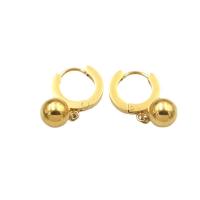 Stainless Steel Drop Earring 304 Stainless Steel Round Vacuum Ion Plating for woman golden 10mm Sold By Pair