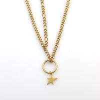 Stainless Steel Jewelry Necklace 304 Stainless Steel Star Vacuum Ion Plating Double Layer & Unisex golden 15mm Length Approx 66 cm Sold By PC