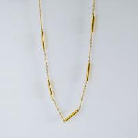 Titanium Steel Necklace with 5cm extender chain Vacuum Ion Plating Unisex golden Length Approx 40 cm Sold By PC