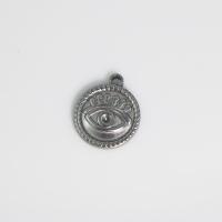 Сглаза Подвески, Нержавеющая сталь 304, Плоская круглая форма, полированный, DIY, оригинальный цвет, 15.50x18x2.80mm, продается PC