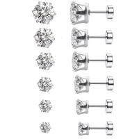 Stainless Steel Stud Earrings, 316L Stainless Steel, Unisex & different size for choice & different styles for choice & micro pave cubic zirconia, original color, Sold By Pair