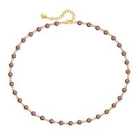 Evil Eye Jewelry Necklace Brass with 2.36inch extender chain 18K gold plated fashion jewelry & for woman & enamel golden nickel lead & cadmium free 5mm Length Approx 15.55 Inch Sold By PC