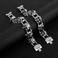Stainless Steel Jewelry Bracelet, 316L Stainless Steel, Skull, fashion jewelry & different styles for choice & for man, 23mm, Length:Approx 8.66 Inch, Sold By PC