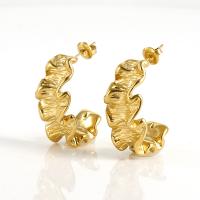 Stainless Steel Stud Earrings 304 Stainless Steel 18K gold plated fashion jewelry & for woman golden 30mm Sold By Pair