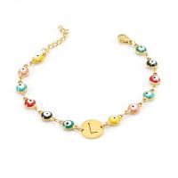 Evil Eye Jewelry Bracelet, 304 Stainless Steel, with 1.18inch extender chain, 18K gold plated, different styles for choice & for woman & enamel, golden, 12mm,6mm, Length:Approx 6.69 Inch, Sold By PC