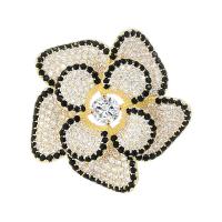 Cubic Zirconia Brooch, Brass, Flower, gold color plated, micro pave cubic zirconia & for woman, nickel, lead & cadmium free, 38x38mm, Sold By PC