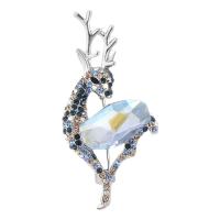 Shell Brooch Brass Deer silver color plated micro pave cubic zirconia & for woman nickel lead & cadmium free Sold By PC