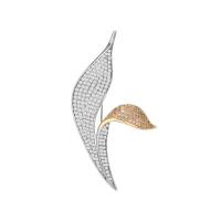 Cubic Zirconia Brooch, Brass, Leaf, plated, micro pave cubic zirconia & for woman, nickel, lead & cadmium free, 34x61mm, Sold By PC