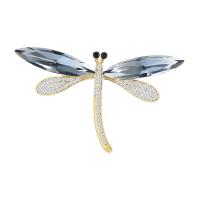 Crystal Brooch, Brass, with Austrian Crystal, Dragonfly, plated, micro pave cubic zirconia & for woman, more colors for choice, nickel, lead & cadmium free, 48x72mm, Sold By PC