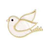 Shell Brooch Brass with Cubic Zirconia & Shell Dove plated for woman nickel lead & cadmium free Sold By PC