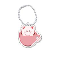 Bag Purse Charms Keyrings Keychains, Acrylic, Cat, cute & Unisex, more colors for choice, 30-40mm, Sold By PC