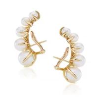 Zinc Alloy Stud Earring Plastic Pearl with Zinc Alloy real gold plated fashion jewelry & for woman 35mm Sold By Pair