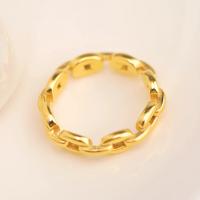 Палец кольцо из нержавеющей стали, Нержавеющая сталь 304, Геометрический узор, плакированный настоящим золотом, разный размер для выбора & Женский & отверстие, размер:6-8, продается PC