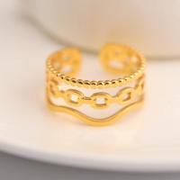 Vinger Ring in edelstaal, 304 roestvrij staal, Geometrisch Patroon, echt goud verguld, voor vrouw & hol, Maat:7, Verkocht door PC
